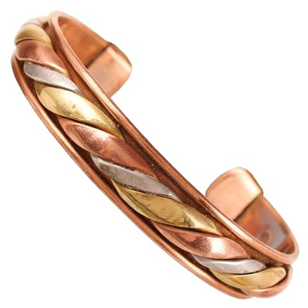 Touchstone Indiskt handgjort koppararmband, fredsarmband med, chakra, yoga, meditation, mantra, smycken, manschett för kvinnor och män, en storlek, Koppar