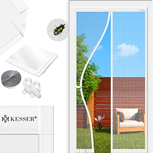 KESSER® Magnet Fliegengitter Tür Insektenschutz 90 x 200 cm Magnetvorhang Türvorhang Schutzgitter mit kinderleichter Inkl. Klebemontage für Balkontür Terrassentür Kellertür Montage Ohne Bohren