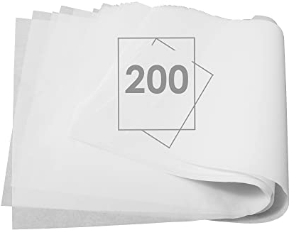 Backpapier Zuschnitte, Joyfair 200 Blatt Rechteckig Wasserdicht Fettdicht Antihaft Wachspapier, 33 x 23.3cm, Backen Pergamentpapier für Pizza/Burger/Käse/Kuchen/Fleisch - Weiß