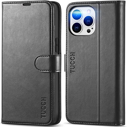 TUCCH Case for iPhone 14 Pro Max (6.7) 2022 5G, Magnetic Protective PU Leather Wallet Stand Book Flip Case with [RFID Blocking][Card Holders][Shockproof TPU] Compatible with iPhone 14 Pro Max, Black