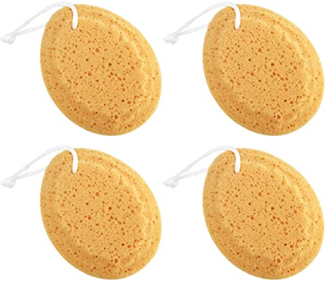 FRCOLOR 4pcs Natural Bath Sponge Honeycomb Shower Scrubber for Body Cleansing in Bathroom
