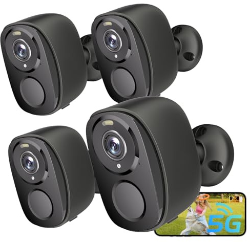 Security Cameras Wireless Outdoor, 2K Battery Powered Camera for Home Security with IP65, SD/ Free Cloud Storage, No Monthly Fee, AI Motion Detection, Color Night Vision, 2-Way Audio (BW4-G-4Pack)