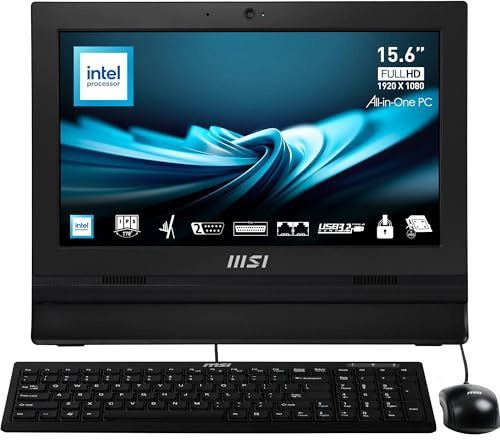 MSI Pro AP162T ADL-025XFR Intel® N N100 39,6 cm (15.6) 1920 x 1080 Pixels Écran Tactile PC All-in-One 4 Go DDR4-SDRAM 256 Go SSD Wi-Fi 6 (802.11ax) Noir
