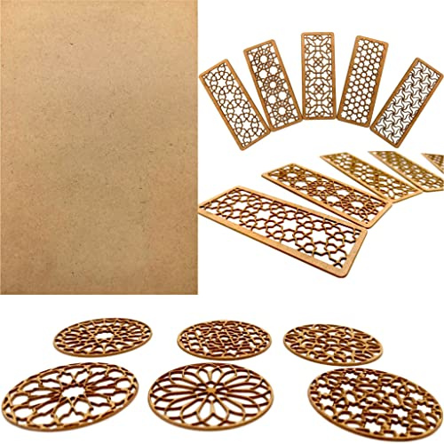 MDF Tablero Madera A4 | 297 x 210 x 1.2 mm Corte por Laser 10 w, 20 w, 30 w, 40 w CNC Router, Modelado, Calado, Bricolaje, Manualidades, Acabado Pulido, Alta Densidad. Madera Calidad (20)