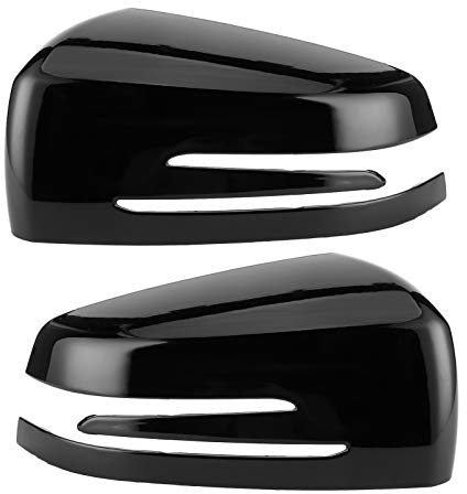 spiegelkappen glk,2 X Seitenrückspiegelabdeckung,Dekorative Zierkappe,Passend für Benz,A,B,C,E,CLS,CLA,Glänzend,Schwarz (Glänzend schwarz)
