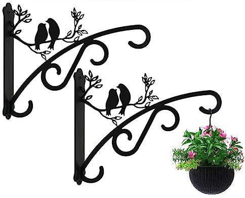 Qktxktzy Hängekorbhalterungen für den Innen- und Außenbereich, große Pflanzenhalterungen mit wandmontierten massiven Stahlhaken für Laterne/Licht/Vogelfutterstation, 2 Stück Gartenaufhänger, 20,3 cm