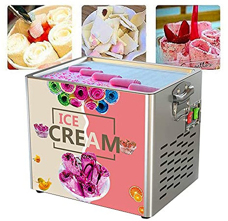 Commercial Electric Fried Yogurt Ice Cream Roll Machine, Fried Ice Cream Maker Square Fried Yogurt Cream Machine, 300 * 250 * 25mm
