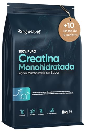 Creatina Monoidrata in Polvere da 1kg Vegana, 3000mg, 330 Dosi (10+ Mesi), Fattore di Maglia 200, 100% Pura, Creatina in Polvere Micronizzata con Misurino, Pre Workout e Post Workout, Senza Glutine