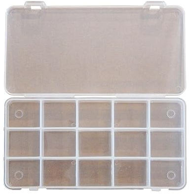 Perlin Sortierbox 2 Stueck 15 Faecher Transparent Kunststoff 17 cm | Klare Trennung fuer Farben Groessen Formen Serien Sets Transport und schnelle Auswahl