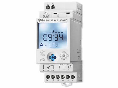 finder 12.A4.8.230.0010 Zeitschaltuhr für Hutschiene 230 V/DC, 230 V/AC Wochenprogramm