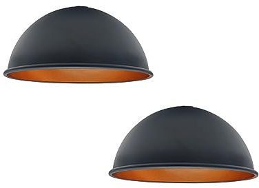 2er-Pack nicht-elektrische Lampenschirme im Vintage Metall Retro Stil, einfach zu montierender schwarzer, goldener Lampenschirm für Wohnzimmer, Schlafzimmer, Küche, Café und Restaurant (Stil 3)