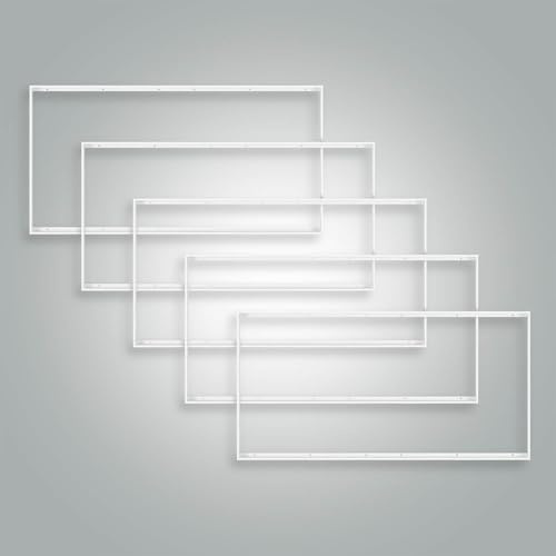 5x Aluminium Rahmen 120x60cm weiß für Aufbau-Montage eines LED Panels 119,5x59,5cm Rasterleuchte Einlegeleuchte Deckenleuchte L1200xB600xH43mm