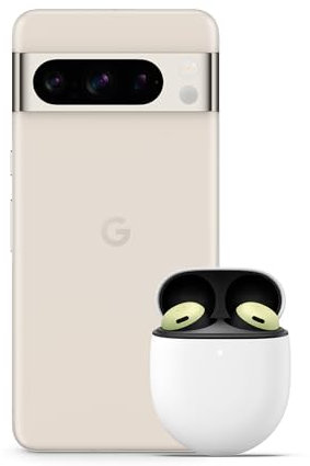 Google Pixel 8 Pro – Unlocked Android Smartphone with telephoto lens, 24-hour battery and Super Actua display – Porcelain, 128GB + Pixel Buds Pro – Wireless Earbuds – Bluetooth Headphones – Lemongrass