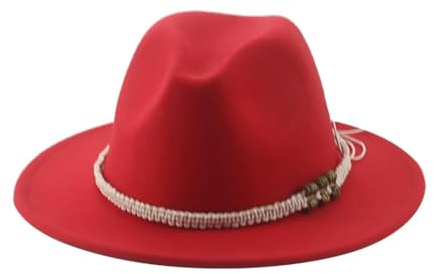 SOYNIA Fedora Trilby Filzhut Hut Hüte Für Damen Fedora Gefilzt Herrenhut Panama Lässig Vintage Western-Cowboy-Kette Breite Krempe