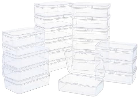 LJY 24 Pack Plastic Storage Boxes with Lids 12.5 x 8.5 x 3.5 cm, Clear | Allocate dry components to order batches, repair tasks or labelled drawer groups
