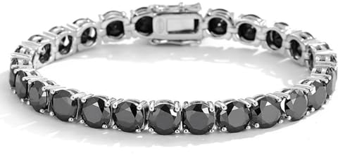 WAHZAUS 3-6,5 mm Moissanite Tennis-Armband 6-9 Zoll D Farbe Runde Cut Black Diamond Armband Sterling Silber Armreif Armbänder Moissanite Armbänder für Frauen Männer mit Zertifikat (3mm 8 inch)