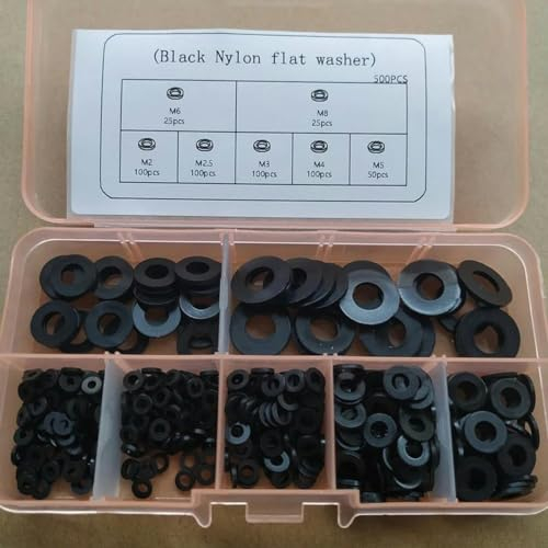 500 Stück M2 M2,5 M3 M4 M5 M6 M8 Schwarz Weiß Nylon Unterlegscheiben Isolierung Abstandshalter Dichtung Unterlegscheiben Ring Kit-Weiß