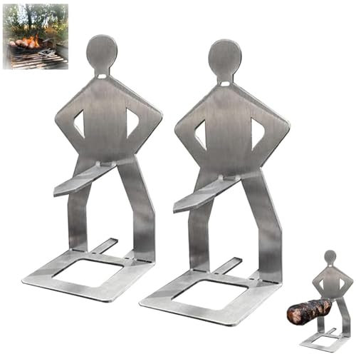 GWAWG Supporto per salsicce in acciaio inossidabile, creativo in piedi per barbecue a forma di uomo per salsicce, portatile, per hot dog, utensili per grigliare salsicce in metallo, accessori da