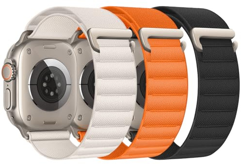 3 Pack Alpine Loop Compatible with Apple Watch Straps 45mm 44mm 46mm 49mm 42mm for Women Men, Nylon Sport Loop Replacement Band mit C-Hook for iWatch Ultra 3 2 1 SE Series 11 10 9 8 7 6 5 4 3 2 1