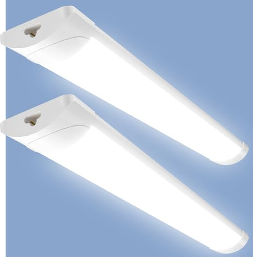 Viugreum 2 Pcs 4FT Linkable Led Batten Light - 40W 4000LM Tube Light for Shed, Loft, Garage, Office, Shop, Basement, School, Bathroom, Hotel, Workshop - IP65, 6500K