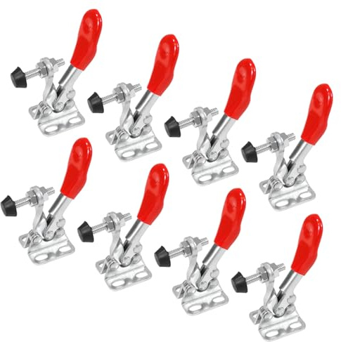 POWERTEC 8PK Small Toggle Clamp, 60 lbs Holding Capacity, 201A Quick Release Horizontal Clamps for Woodworking Jigs and Fixtures, Welding, Drill Press, Table Saw Sled, Tool Boxes (20329-P2)