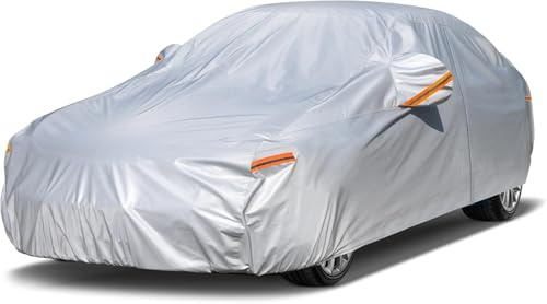 Kayme 6 Layers Car Cover Waterproof Breathable, Outdoor Full Cover Rain Sun UV Dust All Weather Protection, Universal Fit Jaguar XF, BMW 6 7 Series, S-class, Audi A7 A8, S90 Etc. (490 To 530cm) 3XXL
