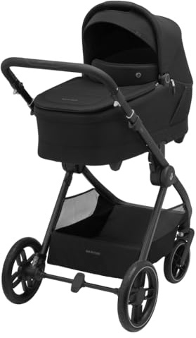 Maxi-Cosi Oxford Plus Cochecito 2 en 1, incluye el capazo, 0-4 años, 0-22 kg, Plegado compacto, Asiento espacioso, reclinación ergonómica, Suspensión de última generación,Amplia cesta, Twillic Black