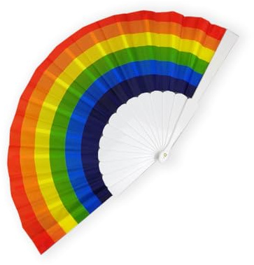 ZUWIJEQ 1 pcs Regenbogen Faltfächer, Regenbogen Fächer, Regenbogen Fächer, für Rainbow Dekoration, Pride Month Party Dekoration, Hochzeit Handfächer, für Sommer Frauen Männer Party Hochzeit Handfächer