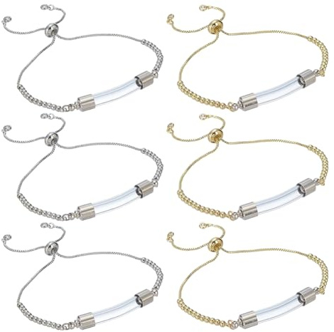 PH PandaHall 2PCS Bracelet Pendentif Flacon en Verre 13cm Bracelet Coulissant en Laiton avec Pendentif de Bouteille en Verre pour Été Mariage Anniversaire la Fabrication de Bijoux DIY Or Platine