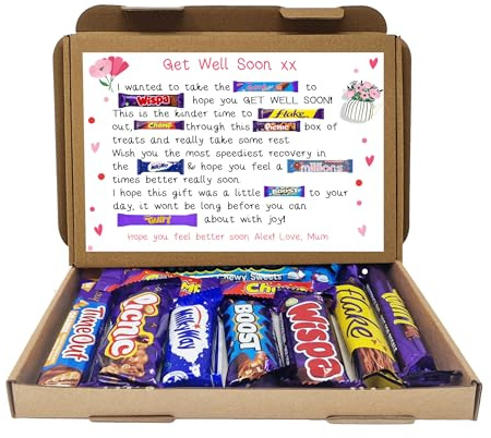 Personalised Get well soon POEM Chocolate BOX Hug in a box, Letterbox gift, hamper gift, thank you gift, Cheer up, Pick me up, gift for friend, thinking of you - Poem Box - Pink - From I/Me