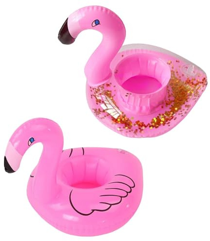 GTYHH 2 Stücke Flamingo Aufblasbarer Tassenhalter, Aufblasbares Wasserspielzeug, Tierischer Tassenhalter, Pool-Schwimmender Untersetzer, Schwimmender Getränkebecher.