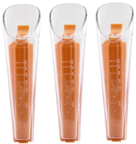 LABRIMP 3 Sets Yeast Measuring Cups Scale and Sealing Clip Plastic Yeast Weighing Cups Kitchen Gadget for Baking Dry Measurement
