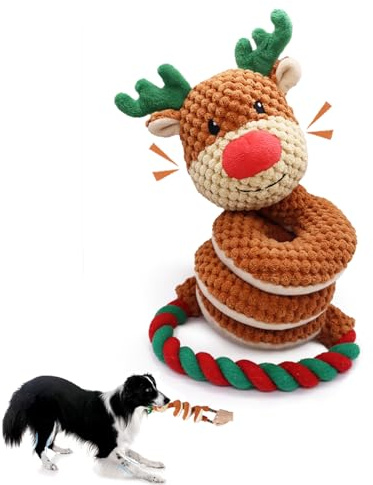 YIFRHYO Hundespielzeug große Hunde Tauziehen plüschtiere für Hunde,hundespielzeug quietschendes Interaktives Kauspielzeug für Große Kleine Mittel Die Weihnachtszeit