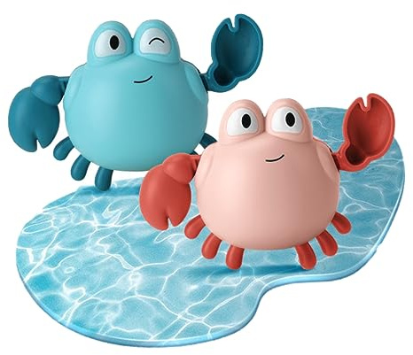 FIXOSHEE 2 STÜCK Teiliges Badewannenspielzeug Wind Up Wasserspielzeug Bunter Cartoon Krebs für Kleinkinder Sicher Glatte Oberfläche Stimuliert Wahrnehmung und Ruhiges Baden Zufällige Farbe