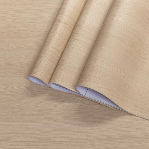 BAYYA Light Oak Contact Paper Wood Grain Wallpaper Peel and Stick Countertops Beige Waterproof 16x118 Wooden Wall Paper Wood Wrapping Counter Top Vinyl Wrap for Kitchen Cabinets and Drawers