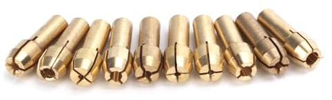 Cocoarm Juego de 10 Portabrocas de Latón de 0,5 a 3,2 Mm, Mini Pinza de Taladro para Brocas de Herramientas Rotativas, Pinza de Mandril de Broca Eléctrica, Agarre Firme de Material de Primera (#1)