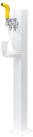 Fontana d'acqua da giardino con doppio rubinetto di uscita, beccuccio antigelo, pistola a spruzzo da 78,7 cm per una facile irrigazione, bianca, 80 cm, perfetta per l'irrigazione del giardino