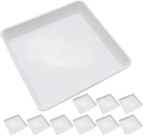 COLLBATH 15 Bandejas de Plástico PP para Macetas Cuadradas, Platillos para Plantas Drenaje, Resistentes y Fáciles de Usar para Interior y Exterior (Color Blanco)