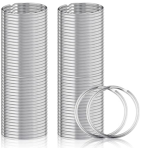 100 Pièces Anneaux Porte Clé Ronds Plate pour Bricolage, Maison, Voiture