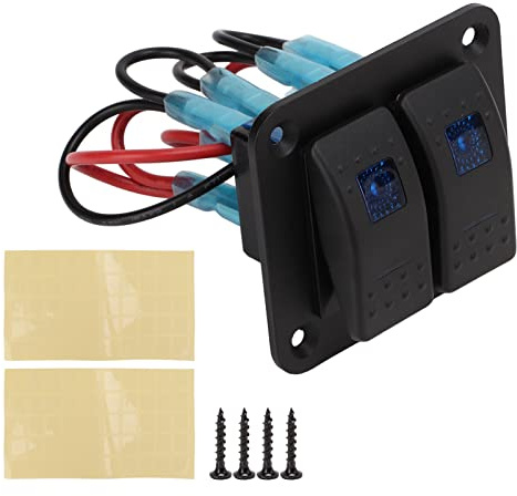 Pannello di interruttori a bilanciere a 2 gang, pannello di interruttori a levetta IP65 impermeabile 12–24 V con protezione multipla, interruttore universale per barche, auto, yach