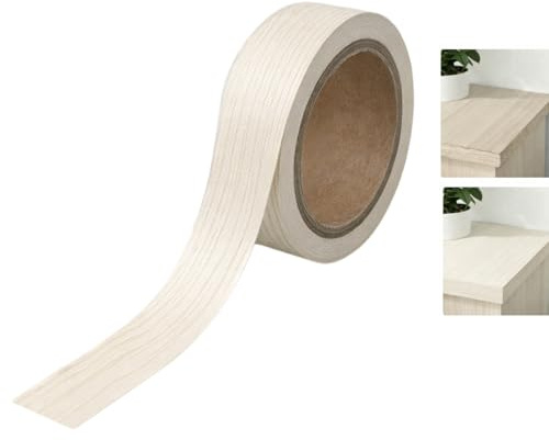 25mm x 10m Self-Adhesive Edge Banding Strip - Light Beige Wood Repair Trim Roll,Peel and Stick Edging Tape for Furniture,Worktops,Cabinets,Desks,Durable and Easy to Use,Natural Wood-Look,for DIY
