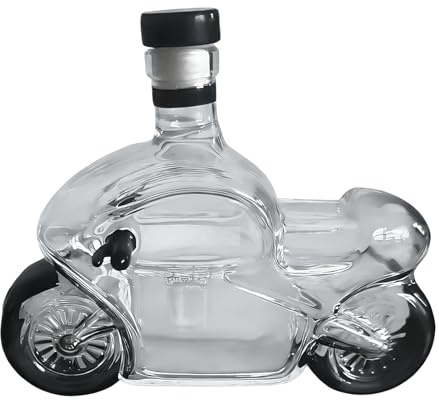 Botellas de whisky de vidrio con, recipiente de alcohol para motocicleta, decantador de whisky coleccionable, para entusiastas coleccionistas, vitrinas, bares, restaurantes, hoteles, clubes