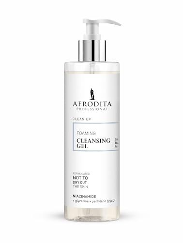 Afrodita Professional CLEAN UP skummande rengöringsgel ansikte, fuktgivande, tar bort smink, niacinamid glycerin, 0 % alkohol sulfat silikoner tvål färgämnen, 190 ml