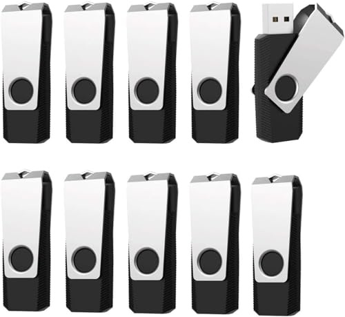 Vansuny Memoria USB de 32 GB 3.0, 10 unidades, con tapa de metal giratoria de 360°, para ordenador portátil/PC, color negro