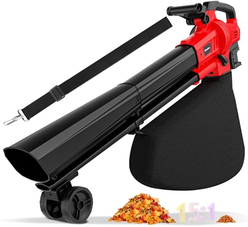 Uniqwamo Aspirateur à feuilles 3 en 1 sans fil avec sac compatible avec batterie Milwaukee 18 V, souffleur électrique avec aspirateur et broyeur avec sac de 40 L, souffleur à feuilles pour l'entretien