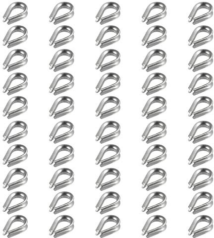 Eowpower 50 Pieces M2 304 Stainless Steel Thimble Rigging for 1/16-3/32 inch Diameter Wire Rope Cable