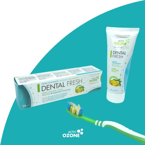 ActivOzone Ozone Fresh, tandkräm med zoniserad oliv- och solrosololjor, aloe vera och mintolja, fluorescerande fri, 75 ml