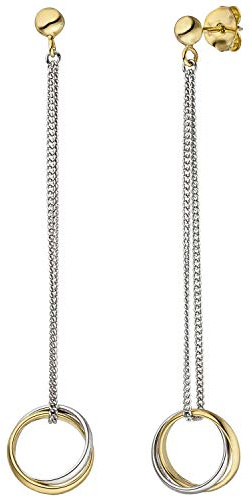 Jobo Damen-Ohrringe lang hängend aus 925 Sterling Silber Bicolor vergoldet