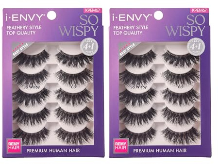 i•ENVY 10 Pairs So Wispy False Lashes (2 Pack), Premium Quality 100% Human Hair, Fluffy Feathered Eyelashes with Volume & Curl, Natural Look, Lightweight, Comfortable, Reusable for Everyday Wear