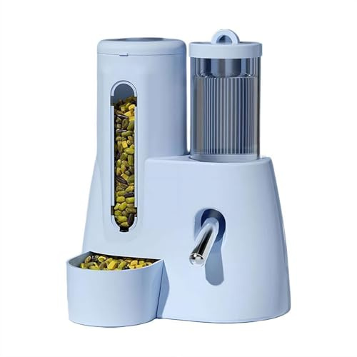 Hamster Water Bottle & Food Bowl Combo 3oz/100mL - Leak-Proof Dual Chamber Dispenser with Chew-Proof Steel Spout, Weighted Base for Dwarf Hamster & Mice Essentials